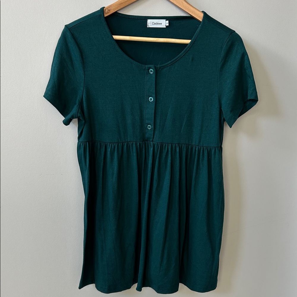 Maternity Teal Buttoned Women's Blouse